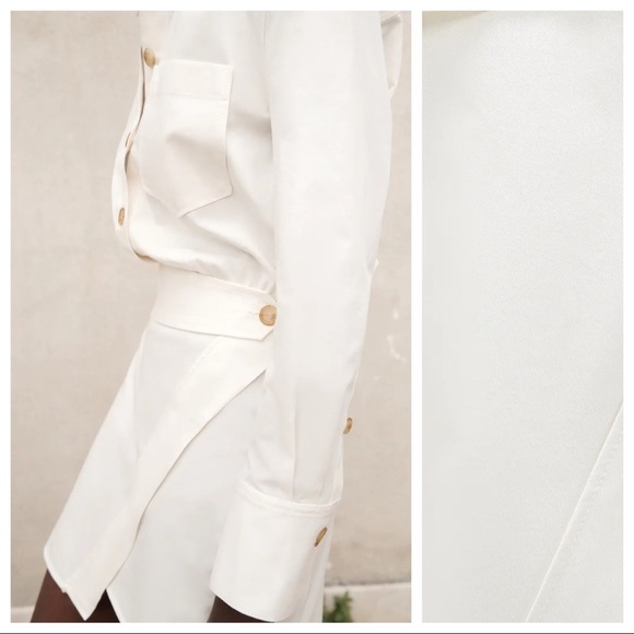 🌹NWT. Zara Cream Mini Shirt Dress. Size S - Picture 3 of 9